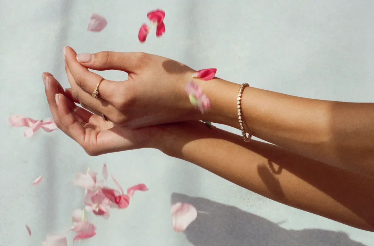 Product photography — bracelet with petals